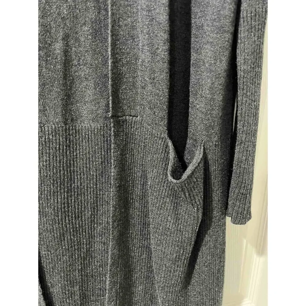 Magaschoni Cashmere Blend Long Open Front Cardigan long Gray Size S A001379 - Picture 4 of 7